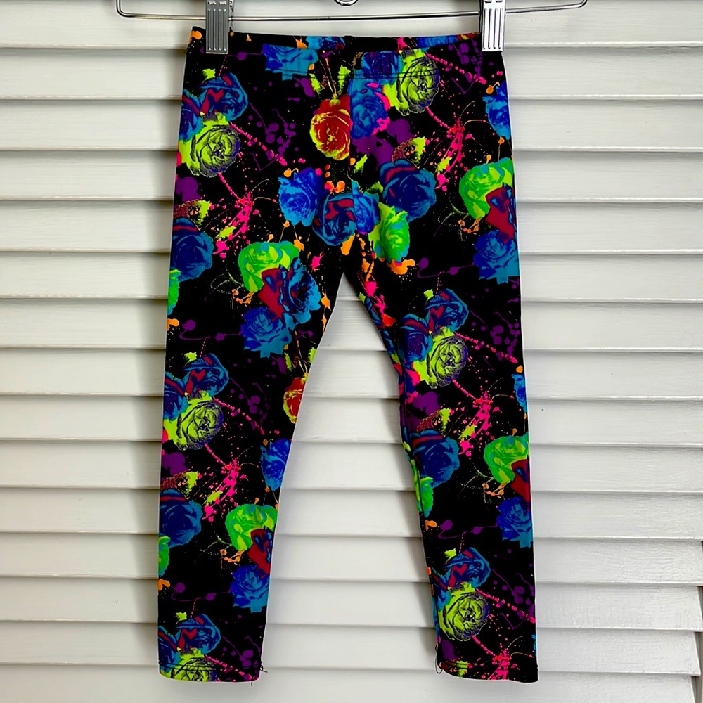 Kids Zara Terez Rose Paint Splatter Leggings sz M
